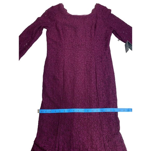 NWT Adrianna Papell Purple Floral Lace Full Length Gown US Size 14 - Picture 9 of 15